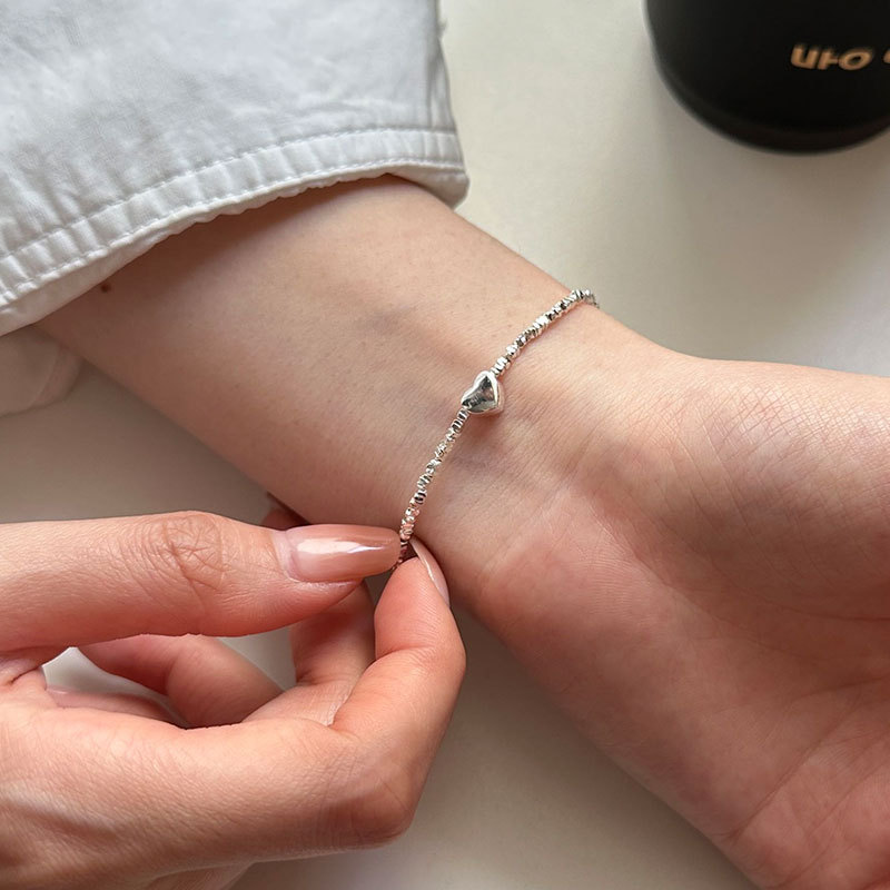 日系cherry kitty925银爱心碎银子手链女不规则切割时尚百搭手