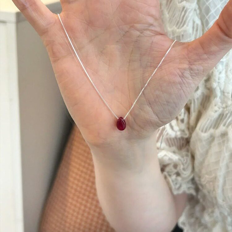日系Cherry Kitty轻奢高级感红色水滴项链女vingate奢华高端吊坠