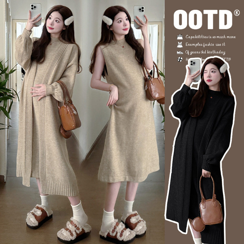 法国cherry kitty孕妇套装高级感慵懒风秋冬款毛衣裙两件套软糯