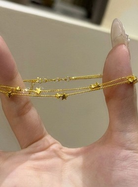 日系cherry kitty双层叠戴星星手链女ins轻奢高级感小众设计气质