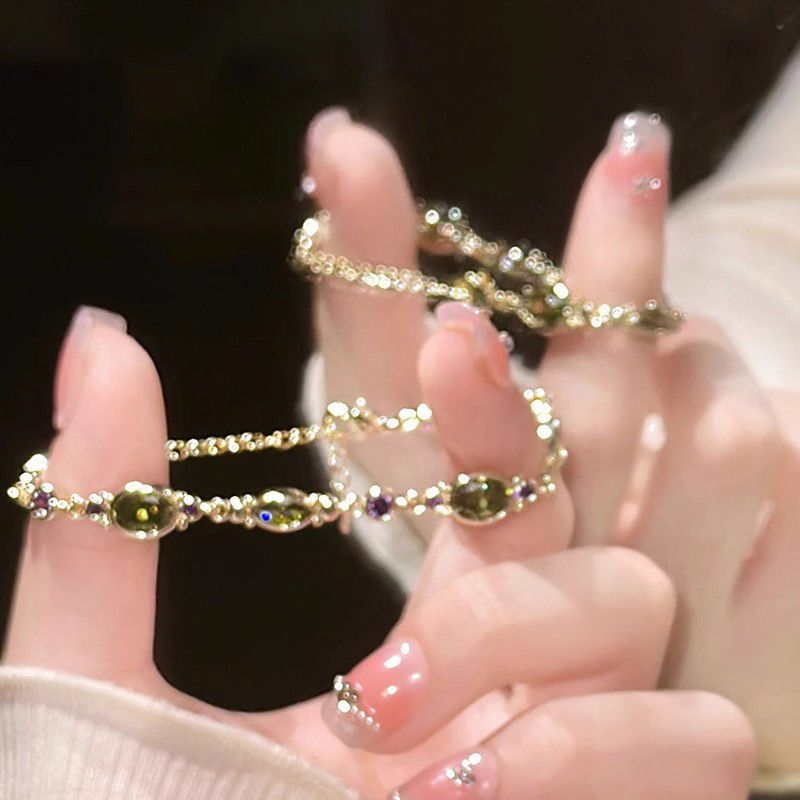 日系Cherry Kitty绿野仙踪绿色宝石手链女ins轻奢小众复古精致