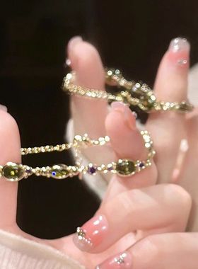 日系Cherry Kitty绿野仙踪绿色宝石手链女ins轻奢小众复古精致