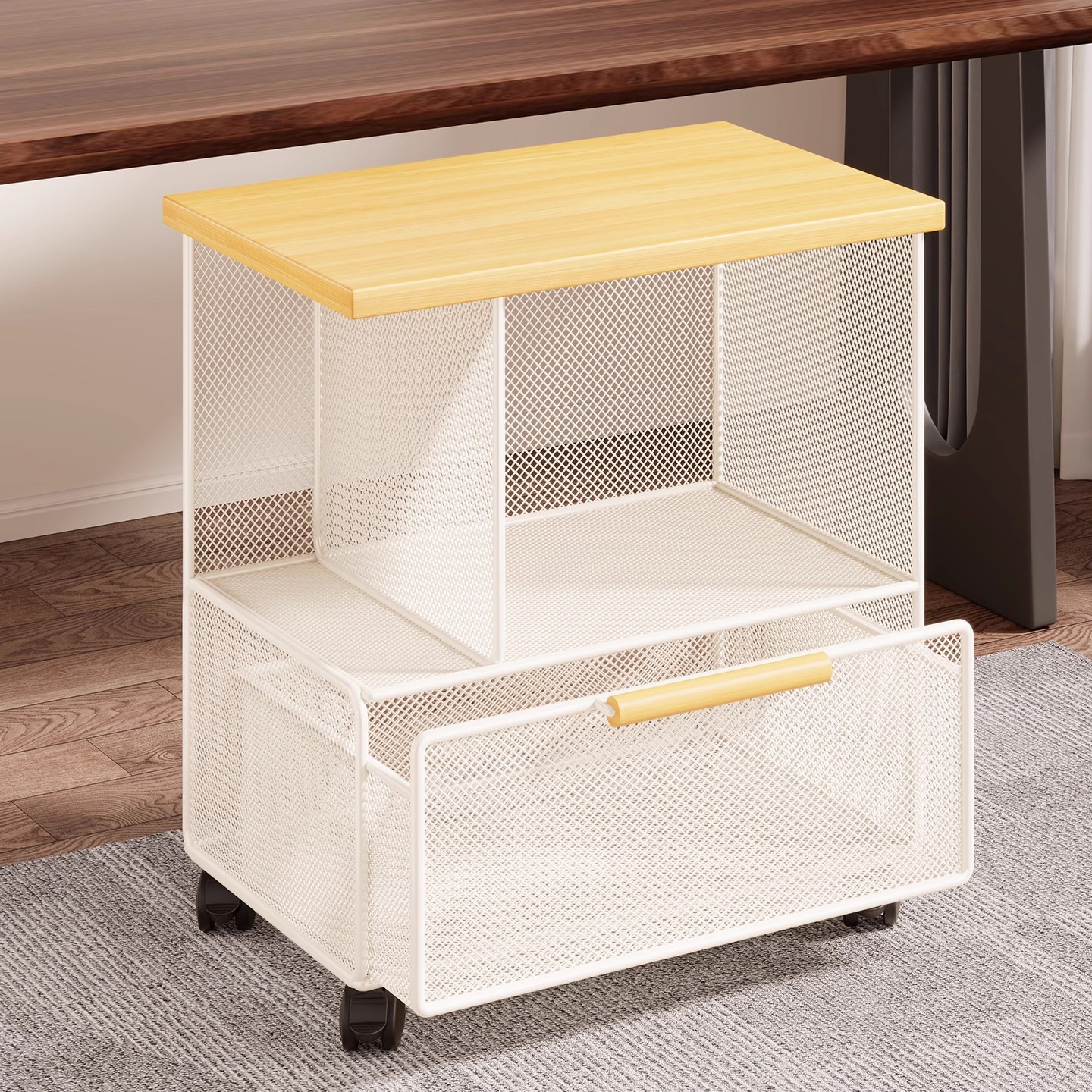 打印机置物架落地家用带轮放置柜办公室可移动桌下多层收纳小架子