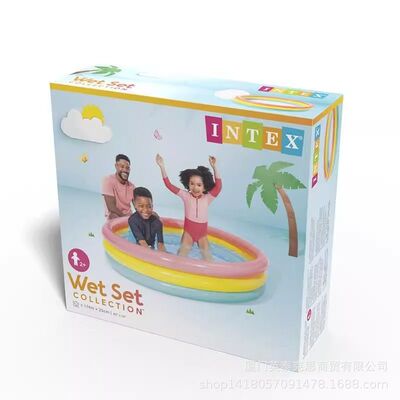 intex 57422荧光三环充气水池宝宝儿童室内海洋球戏水PVC