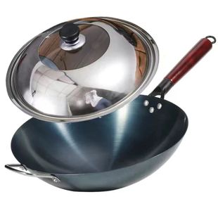 传统老式铁锅加厚无涂层精熟炒锅燃气灶家用不粘锅炒菜锅