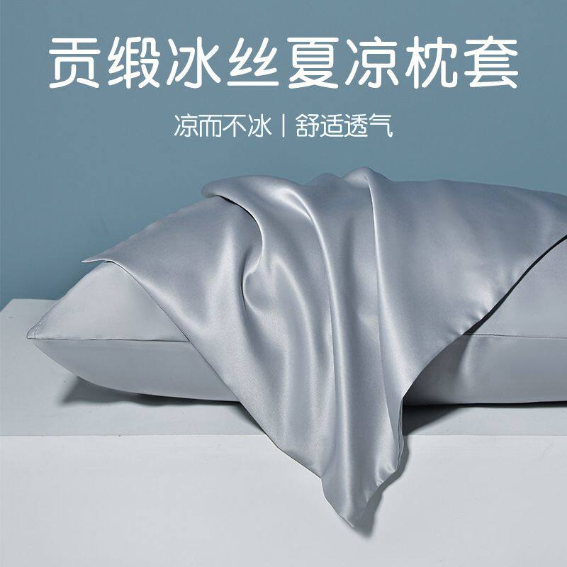 夏季枕套冰丝枕头套一对装家用单个48cmx74cm枕芯三件套男通用2只