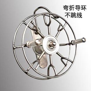 八卦轮手拨轮改良版谷麦轮筏钓轮前打轮全金属手工车盘不锈钢鱼轮