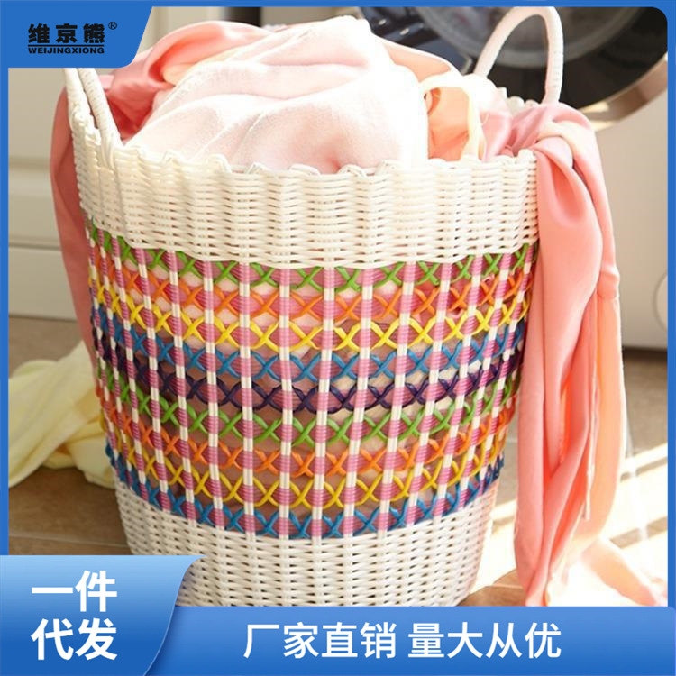 脏衣服收纳筐洗衣篮藤编蓝装放衣物玩具的框家用款衣篓桶编织欧清