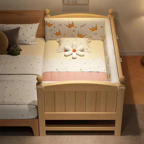 实木儿童拼接床高度可调加宽床边床大人可睡男孩女孩加宽婴儿小床