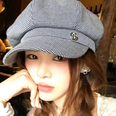 Double inin 复古千鸟格八角帽女百搭贝雷帽显脸小画家帽