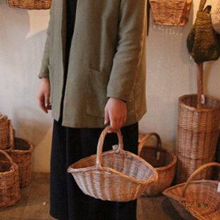 优质柳编小竹篮手提篮藤编收纳篮编织篮儿童采摘野餐篮迷你小篮子