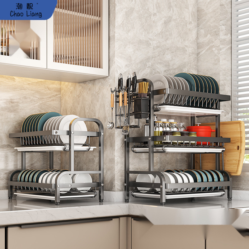 厨房碗架家用置物架多功能碗碟沥水架碗筷收纳盒不锈钢收纳架包邮