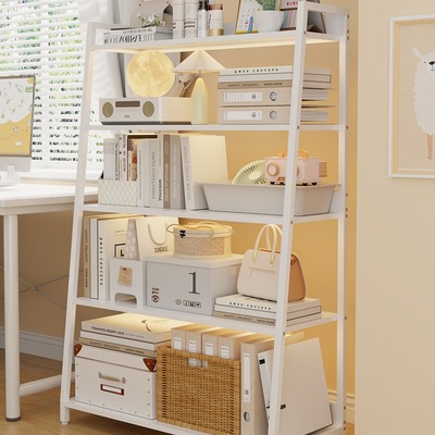 置物架落地靠墙客厅铁艺梯形儿童一字隔板书架简易家用展示收纳架