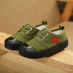 儿童解放鞋宝宝军绿鞋防滑帆布鞋男童鞋子军训板鞋布鞋迷彩复古