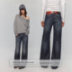 经典 复古水洗黑蓝色低腰宽松微喇牛仔裤 款 型 女 517版 出逃赤岗西