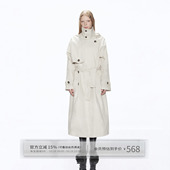 出逃赤岗西 外套女 廓形大翻领复古卡其色风衣可拆卸连帽中长款