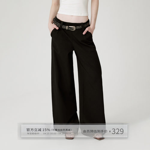 高级垂坠感阔腿黑色西装裤