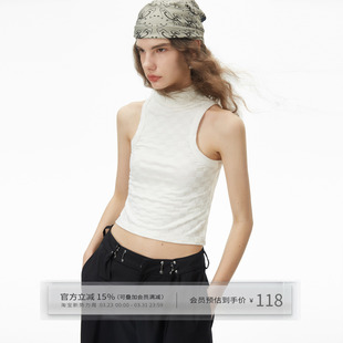 出逃赤岗西 背心马甲女夏显瘦 原创设计复古冰丝棋盘格半高领无袖