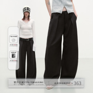 宽松阔腿休闲裤 出逃赤岗西 裤 男女秋冬垂感西装 黑色弯刀廓形西裤