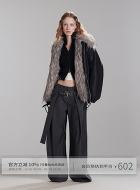 出逃赤岗西原创黑色微光感派克服女冬混色棉衣仿貉毛加厚棉服外套