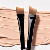 写海月牙刀锋粉底刷不吃粉扁头平头底妆刷超薄