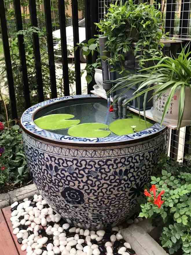 景德镇陶瓷鱼缸书画收纳落地门海缸荷花缸青花瓷老式水缸庭院室外