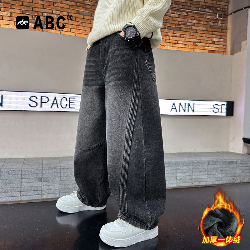ABC男童秋冬一体绒牛仔裤