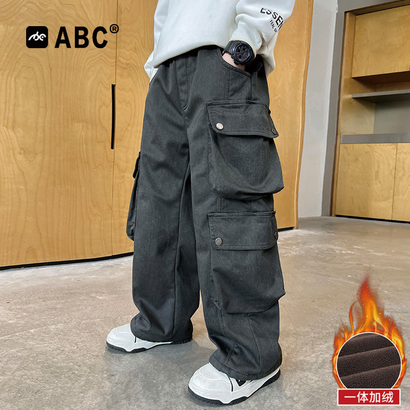 ABC男童秋冬加绒工装裤