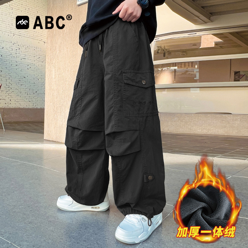 ABC男童加绒加厚工装裤