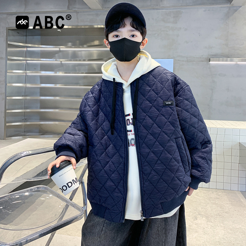 ABC男童秋冬款棉衣2025新款中大童夹棉外套6-12岁男孩加厚棒球服