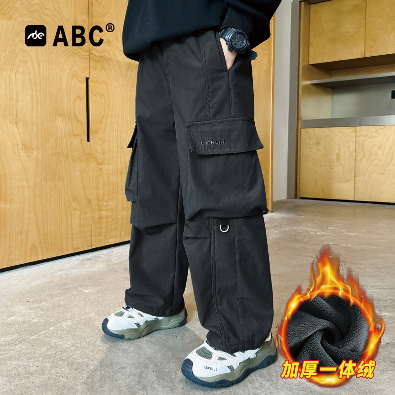 ABC男童秋冬加绒工装裤