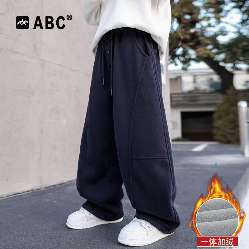 ABC男童秋冬加绒运动裤