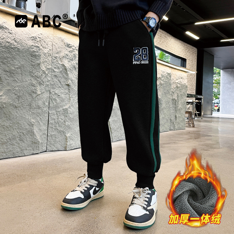 ABC男孩加绒卫裤2025新款