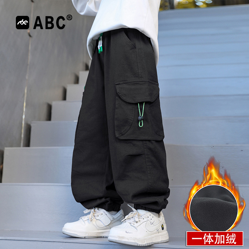 ABC男孩秋冬款工装裤2025新款