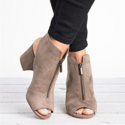 鱼嘴凉鞋女粗跟凉靴women