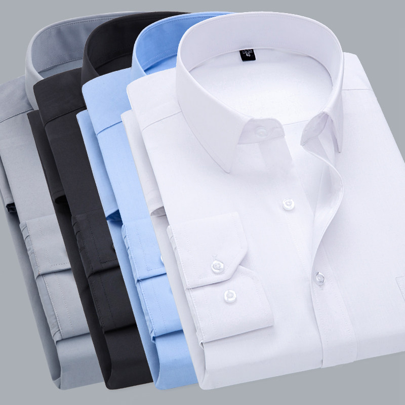 Men French Cuff Dress Shirt 2021 New White Long Sleeve Casua