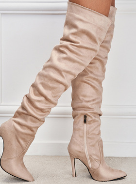 women's suede over the knee pointed toe high heel boots 2024