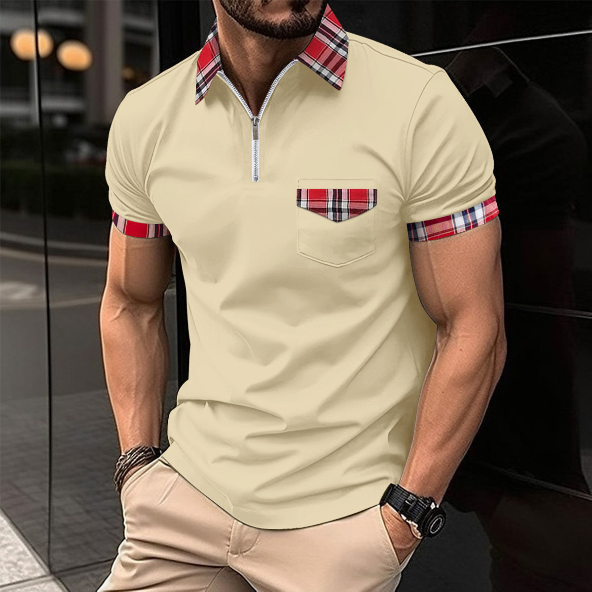 Cross border 2024 Summer Pocket Men's Sports Polo Shirt