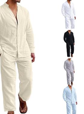 Solidcolor trendy versatile men's long sleeve suit男休闲套装