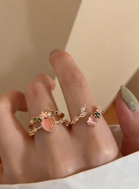 Simple Index Finger ring Adjustable Pink Diamond girl Rings