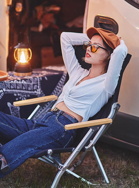 Areffa铝合金户外折叠椅靠背高背海狗椅折叠露营沙滩椅子躺椅野餐