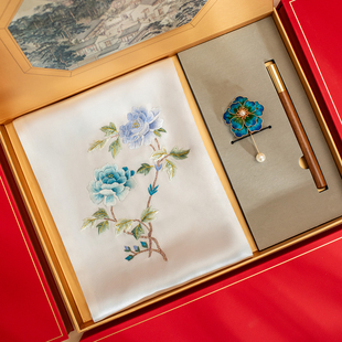 苏绣丝巾礼盒送长辈刺绣送老外礼盒商务伴手礼品真丝围巾特色纪念