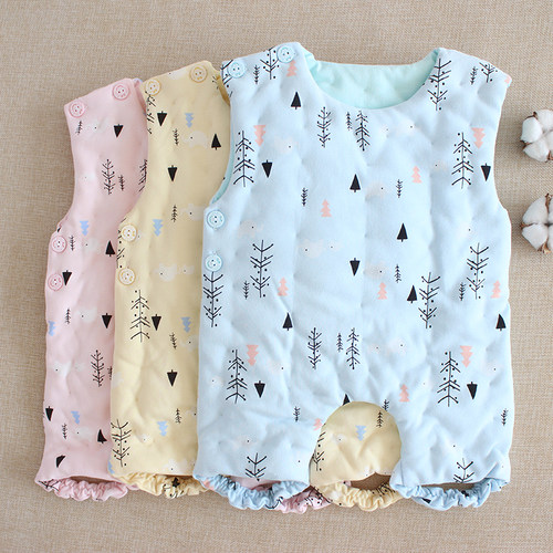 婴儿纯棉花手工半背连腿护肚肚兜