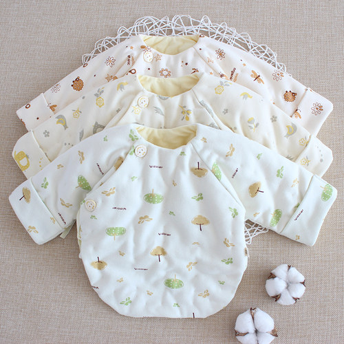 新生儿手工纯棉花夹棉半背棉袄衣