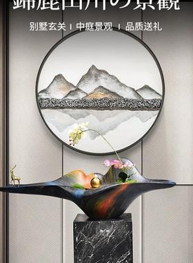 简约现代室内喷泉摆件风家居客厅大型流水别墅入口客厅落地轮换水