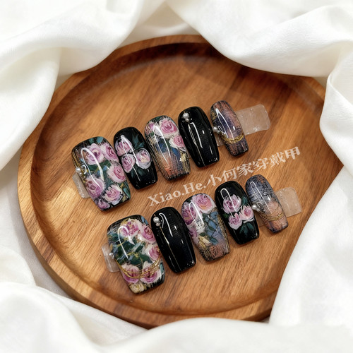 【 木落淮南】小何家纯手工穿戴甲·高级手绘美甲贴片