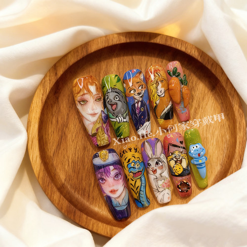 原创【 疯狂·动物城】小何家纯手工穿戴甲·高级手绘美甲贴片