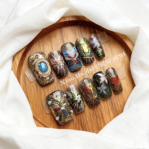 【  月色牧羊】小何家纯手工穿戴甲·高级手绘美甲贴片