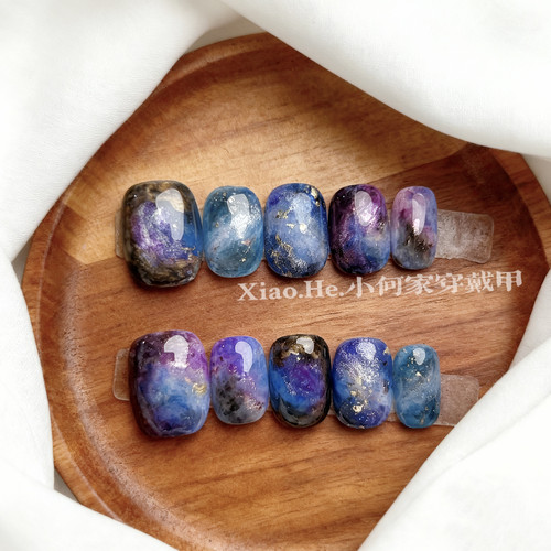 【 星空 】小何家纯手工穿戴甲·高级手绘美甲贴片