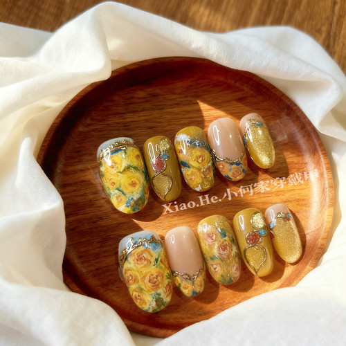 【 油画季 】小何家纯手工穿戴甲·高级手绘美甲贴片